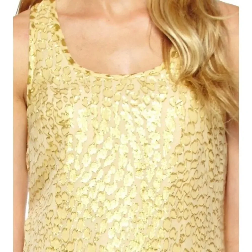 Lilly Pulitzer Silk Betty Metallic Gold Jacquard Packin Heat Chiffon Dress XS